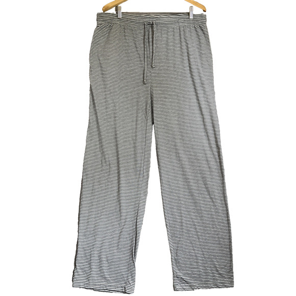Mad Engine Pajama Sleep Pants Mens XL Grey Stripe Pockets Drawstring Lounge - Picture 1 of 11